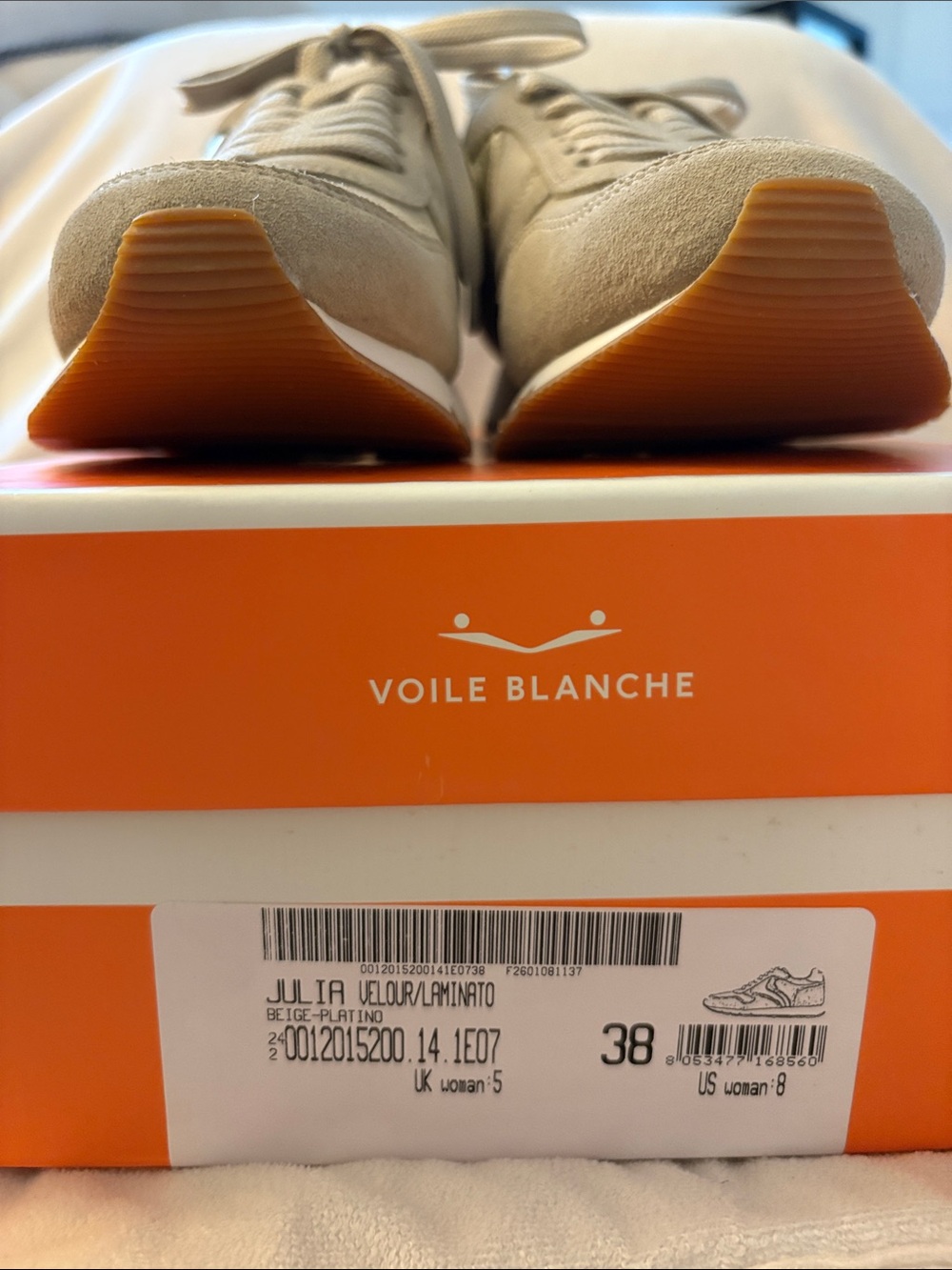 NWT VOILE BLANCHE JULIA Suede Sneaker in Beige - Platino - Picture 10 of 16
